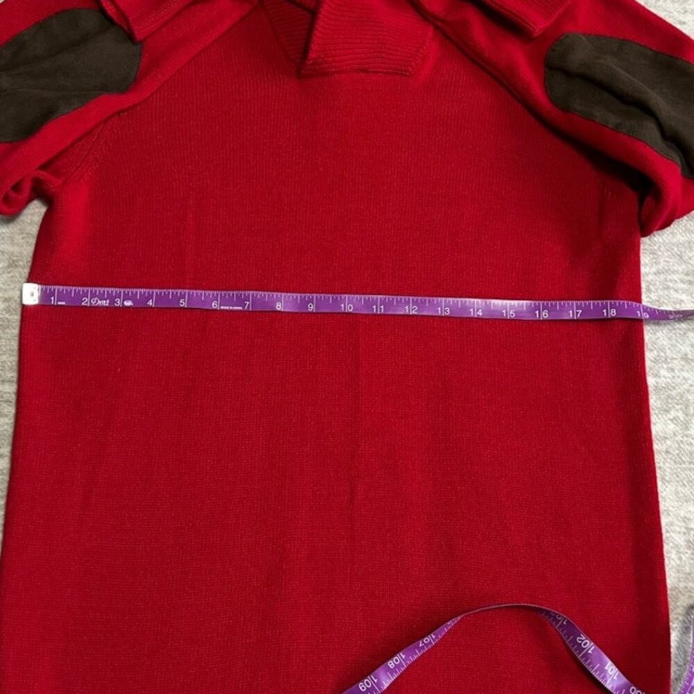Chaps Men’s Small Red Shawl Collar Sweater Cotton Elbow Patch Preppy - Picture 7 of 8